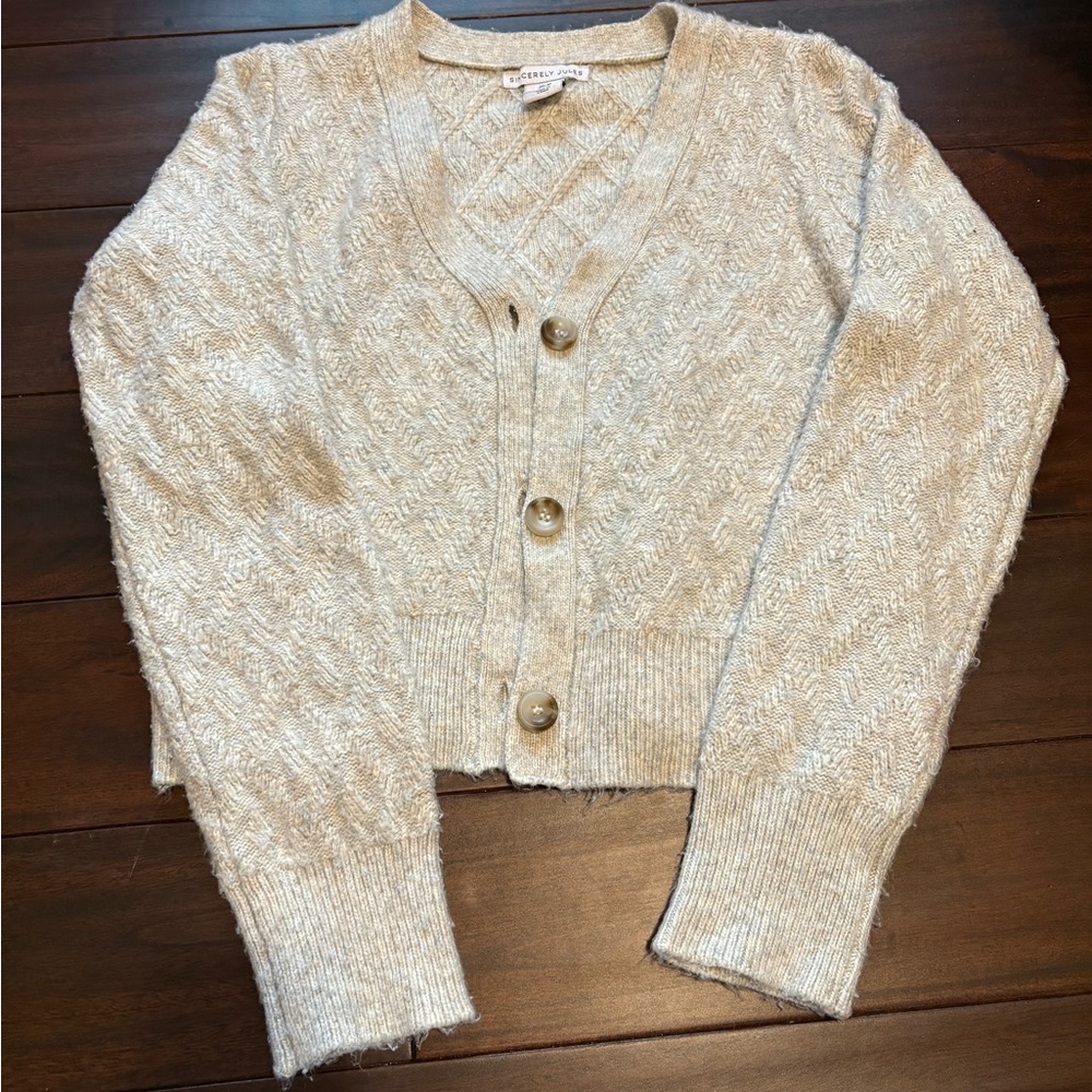 Sincerely Jules Beige Cardigan Sweater